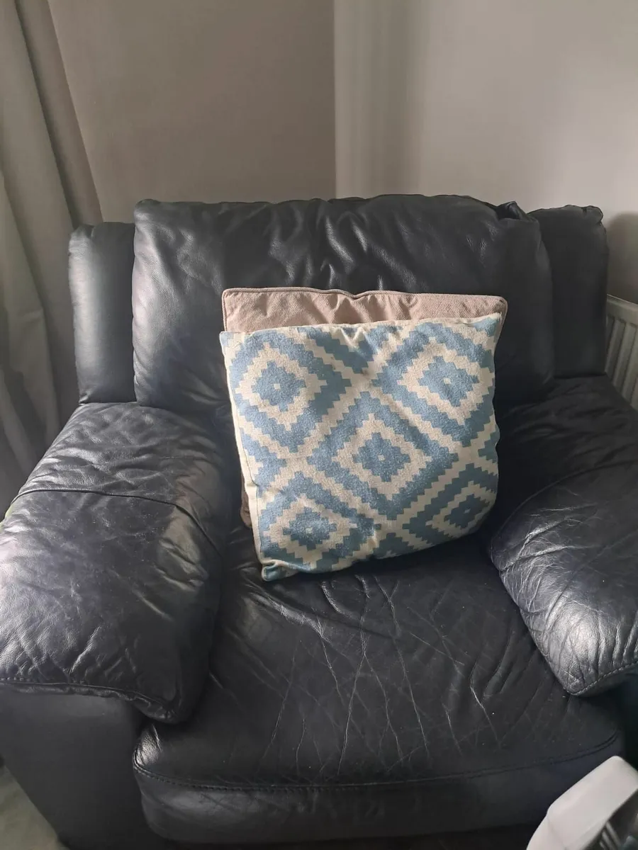 Leather Sofas 2, 2 and a 1 seater - Image 3