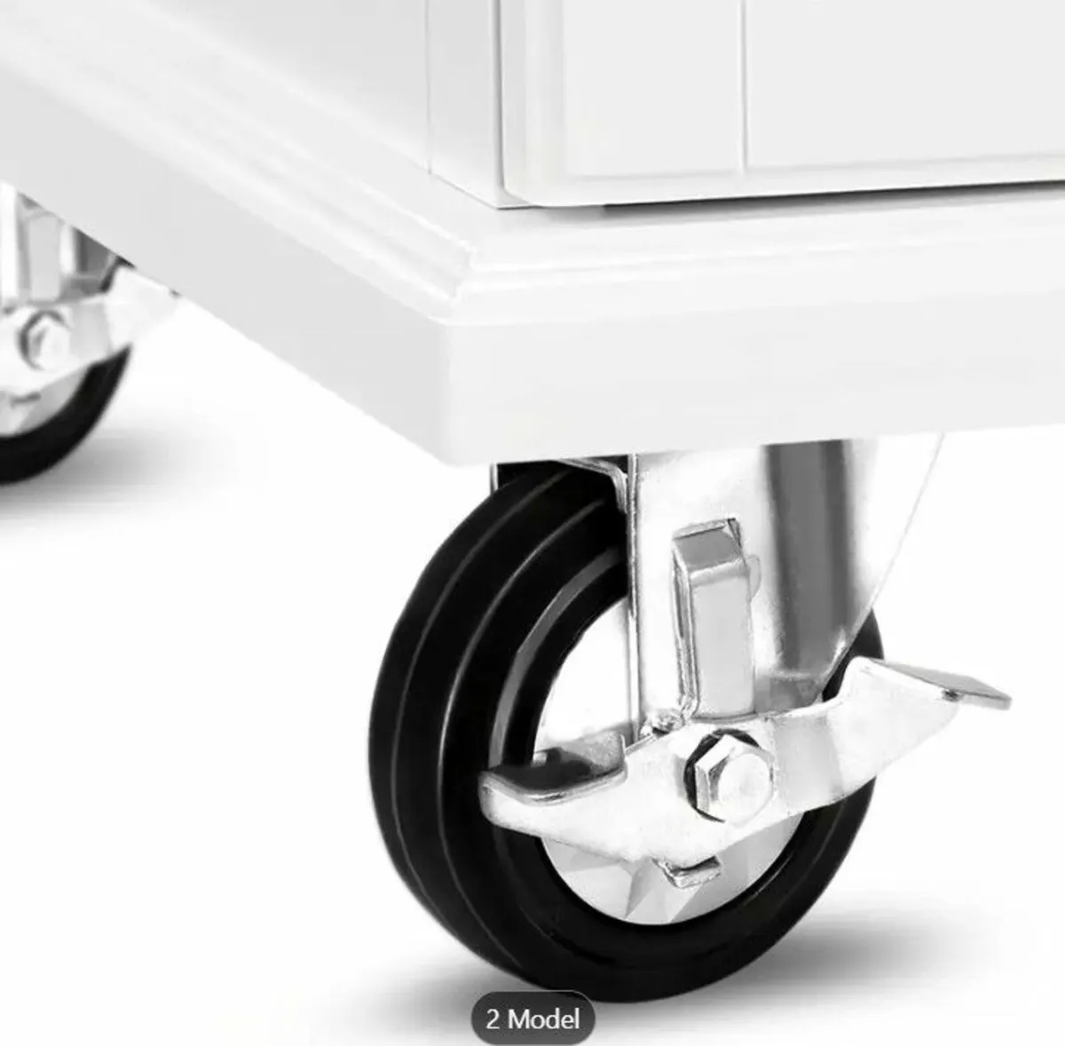 Kitchen Island Trolley Mobile White with Wooden Wo - Image 2