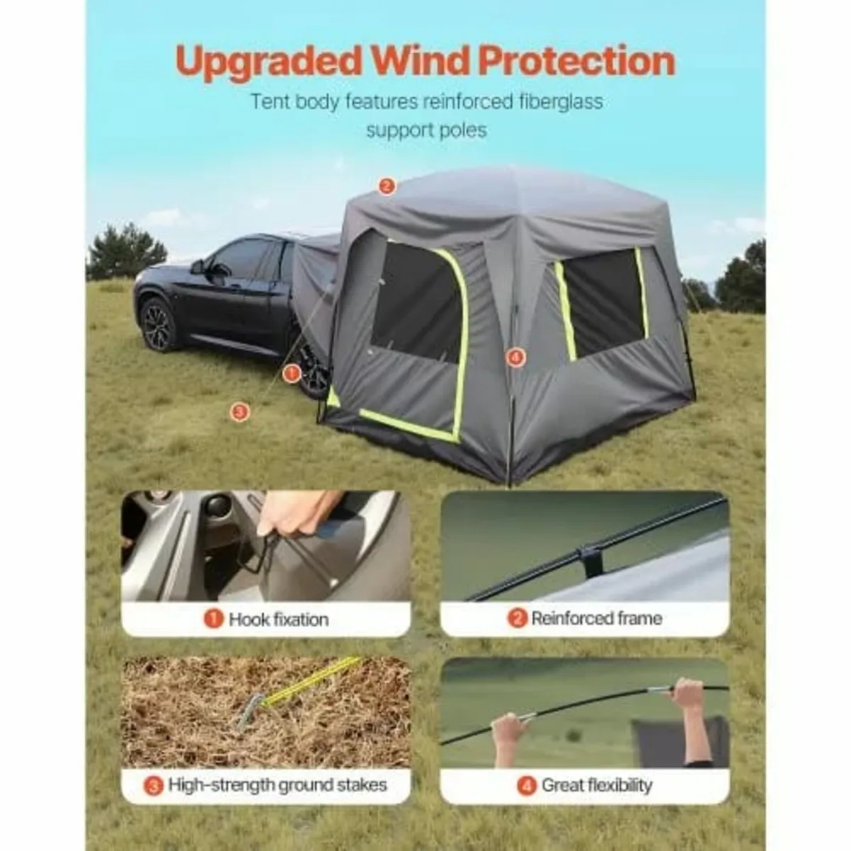 SUV Tent for Camping, 10FT L x 8FT W, Waterproof P - Image 3