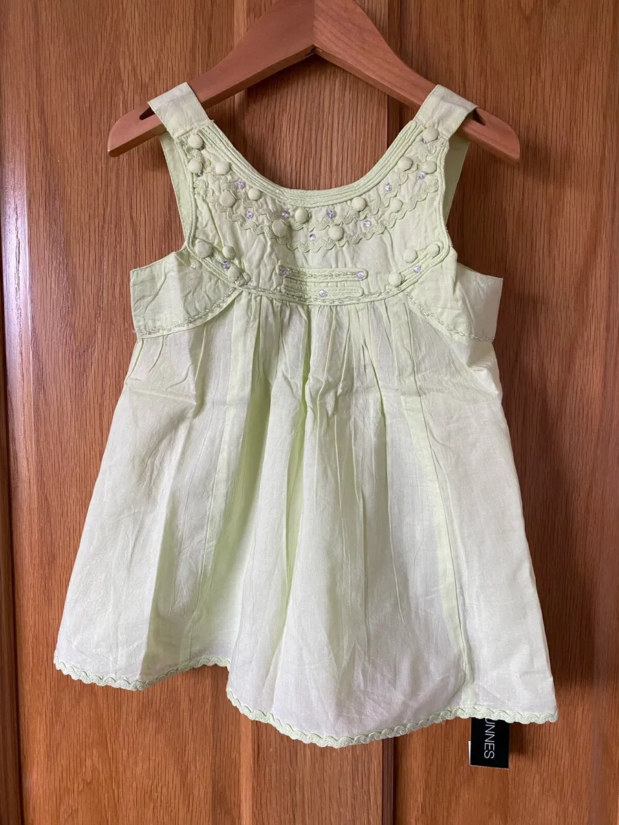Brand New Girl’s Lime Colour Cotton Dress - Image 3