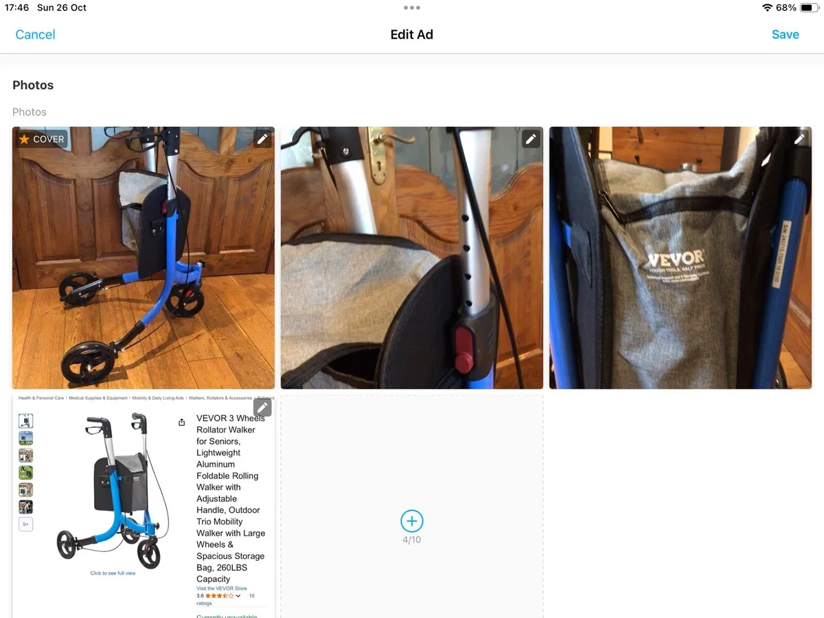 3-wheel rollator walker