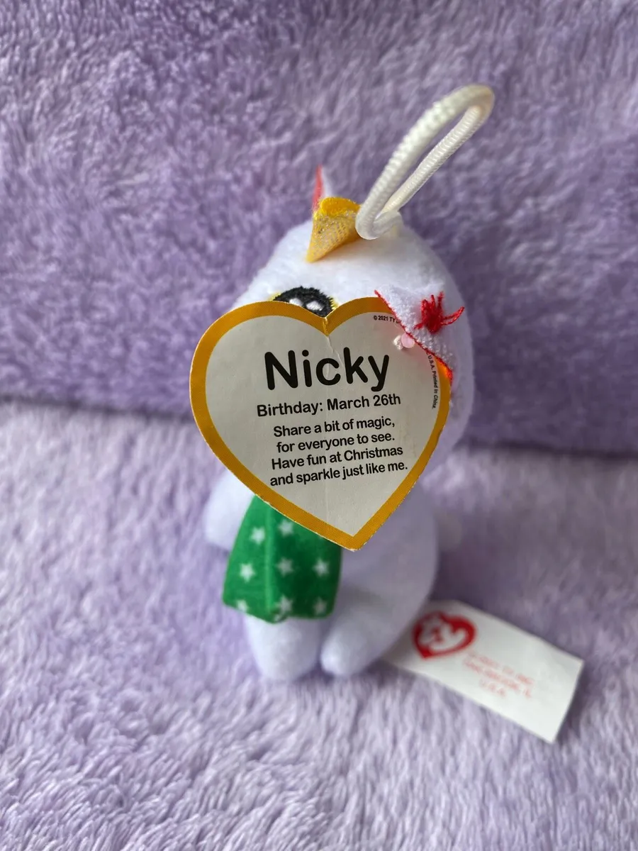 Toys 🧸 TY Beanie Boo Nicky White Unicorn 🦄 - Image 2