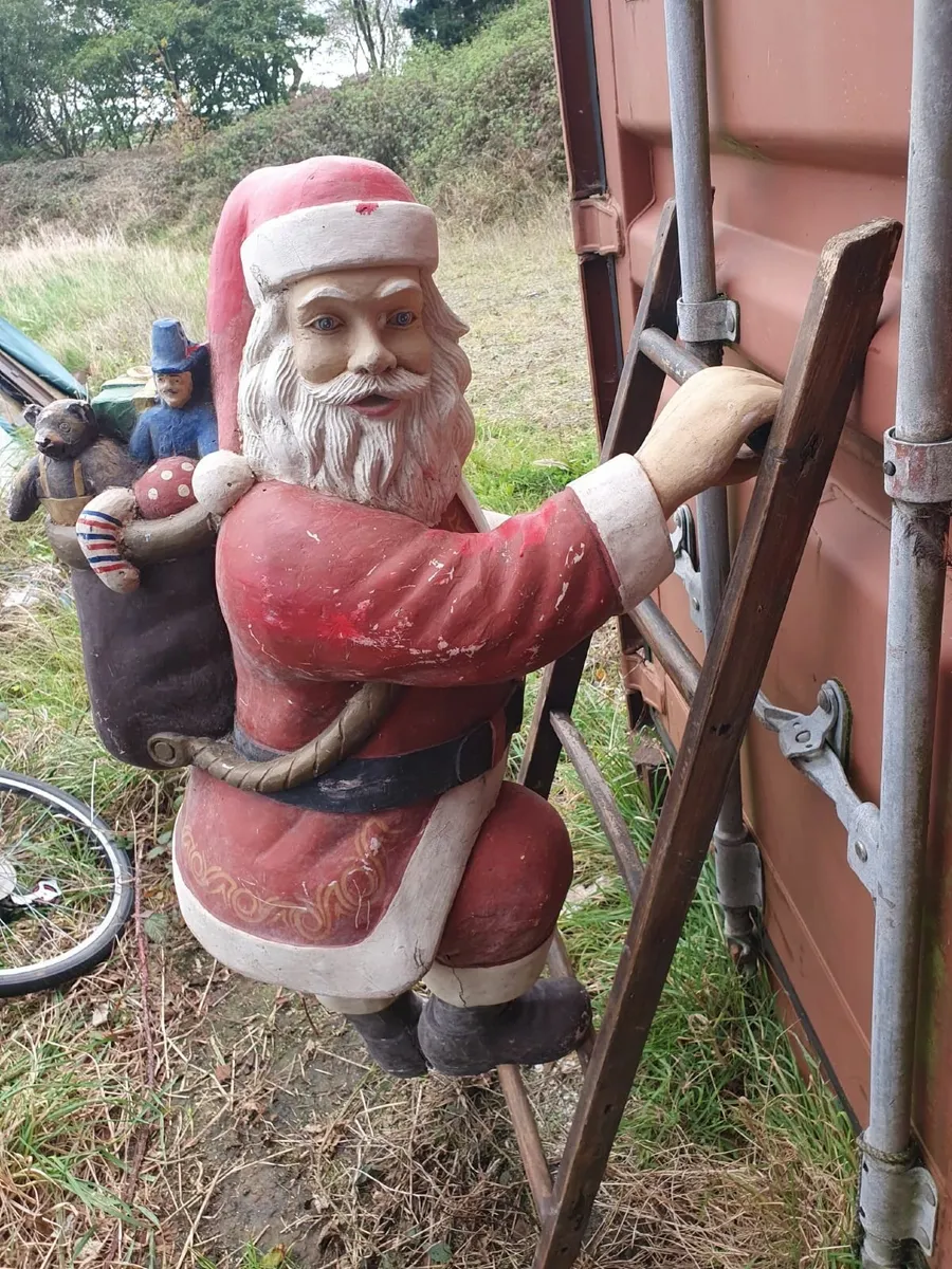 Poly fibre santa on a ladder decoroation - Image 1
