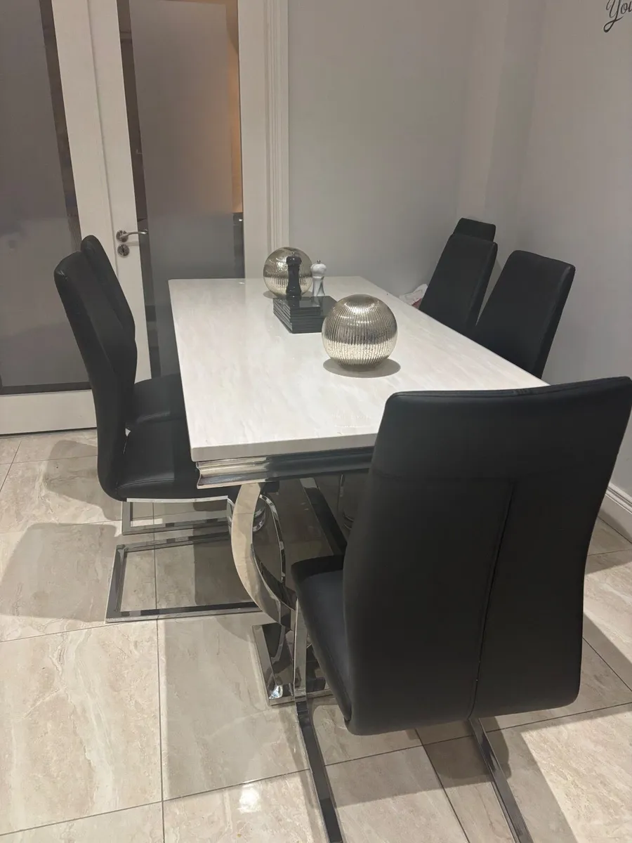 Marble Dining table and chairs - Image 4