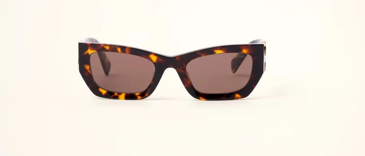 Miu Miu Glimpse Tortoishell Sunglasses Gold Logo - Image 4