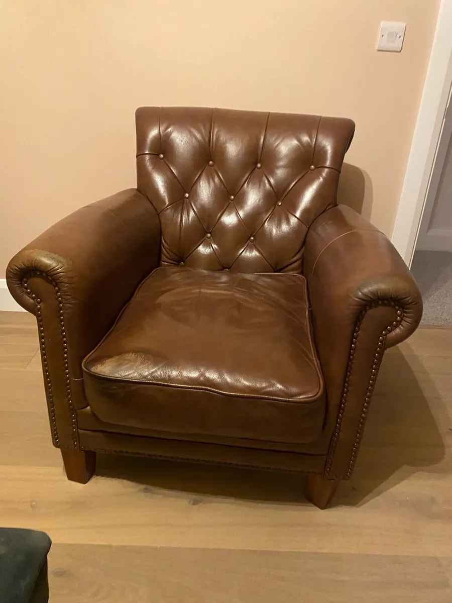 Tan leather armchair - Image 1