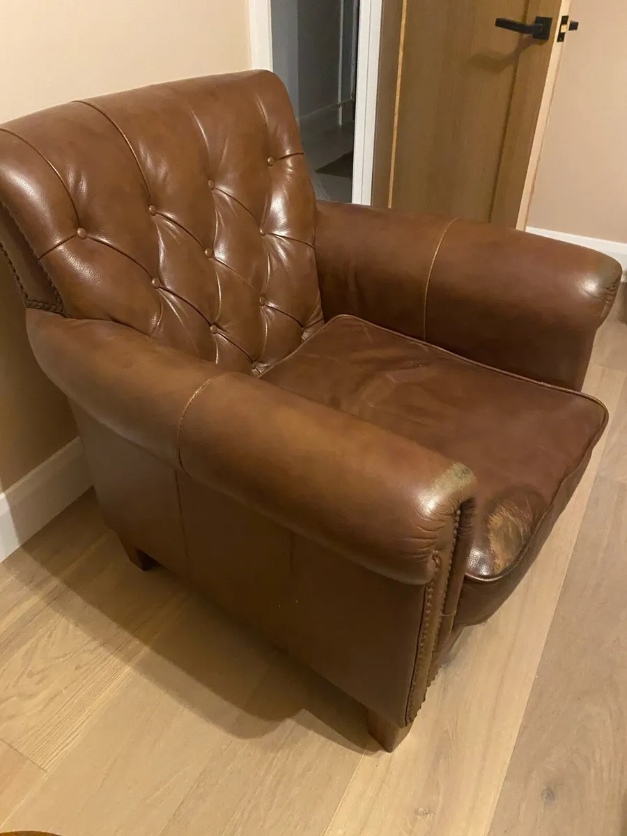 Tan leather armchair - Image 3