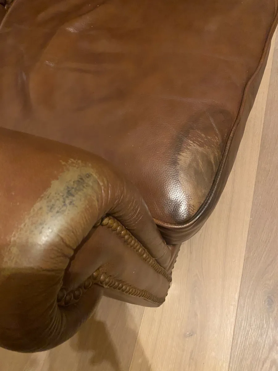 Tan leather armchair - Image 4