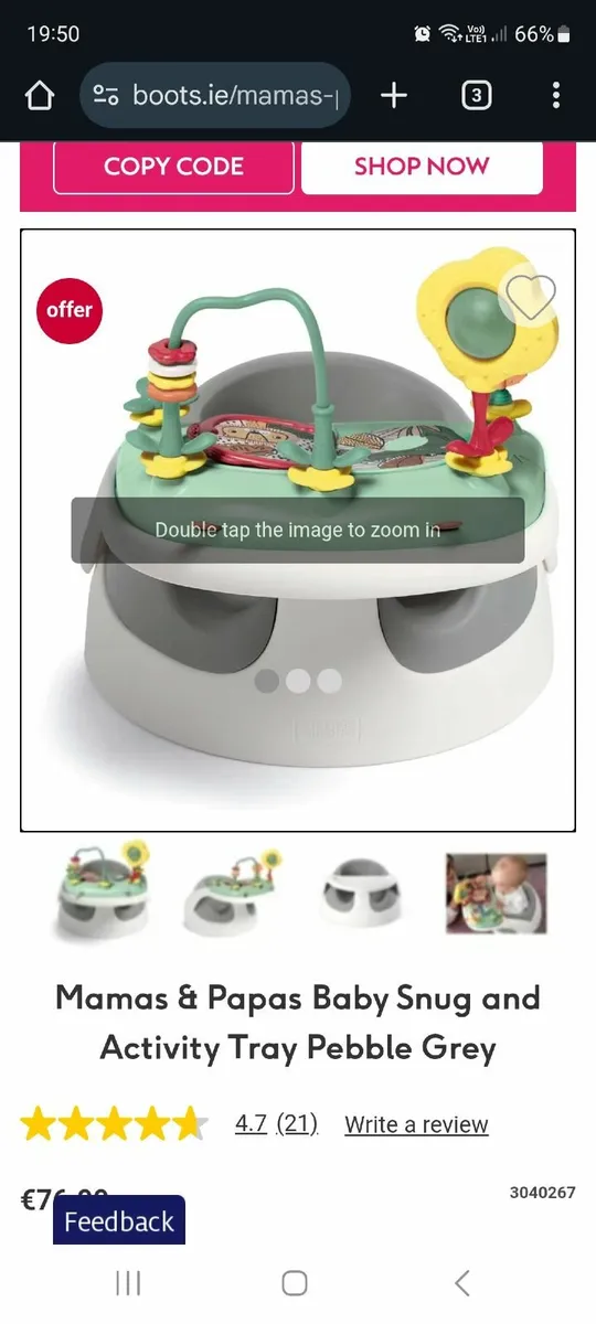 Mamas and Papas baby seat and tray - Image 1