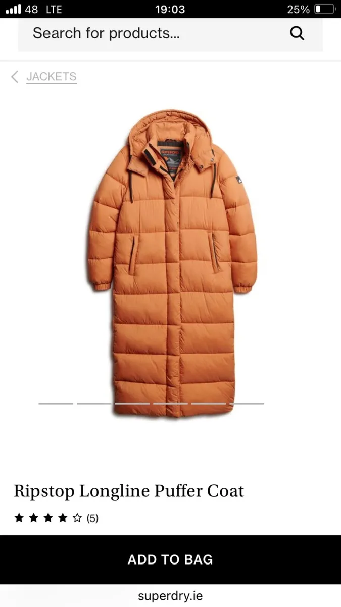 New Superdry Orange Womens Winter Coat - Image 1