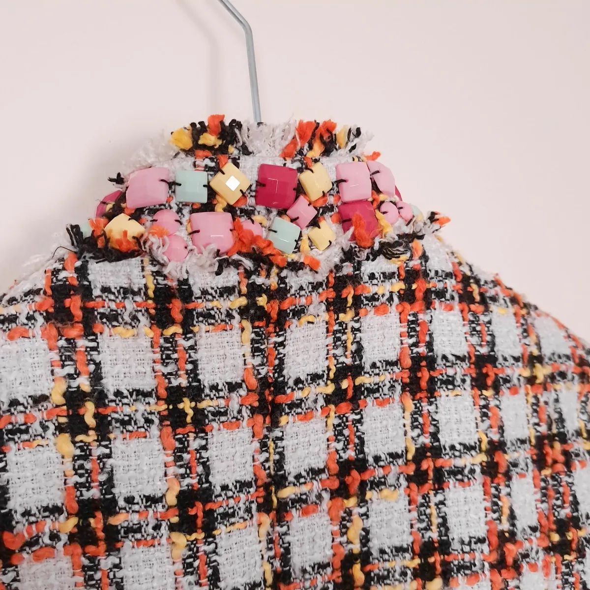 Next Orange White Tweed Jacket Boucle Blazer 10UK - Image 3