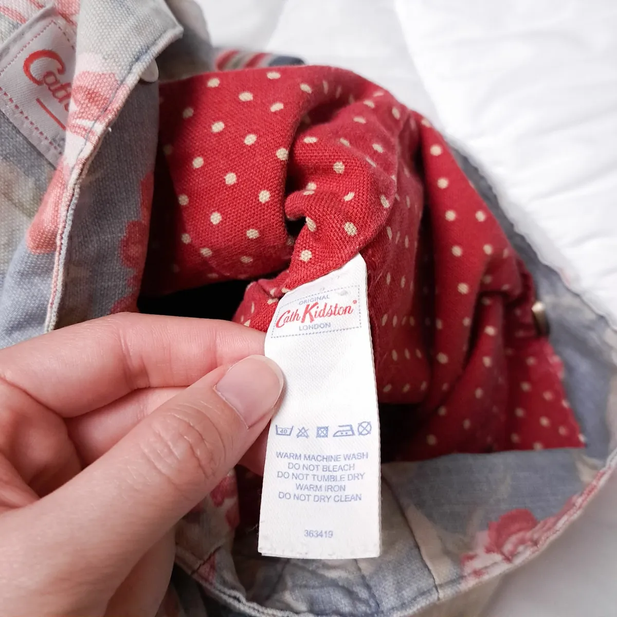 Cath Kidston Blue Pink Floral Fabric Crossbody Bag - Image 3