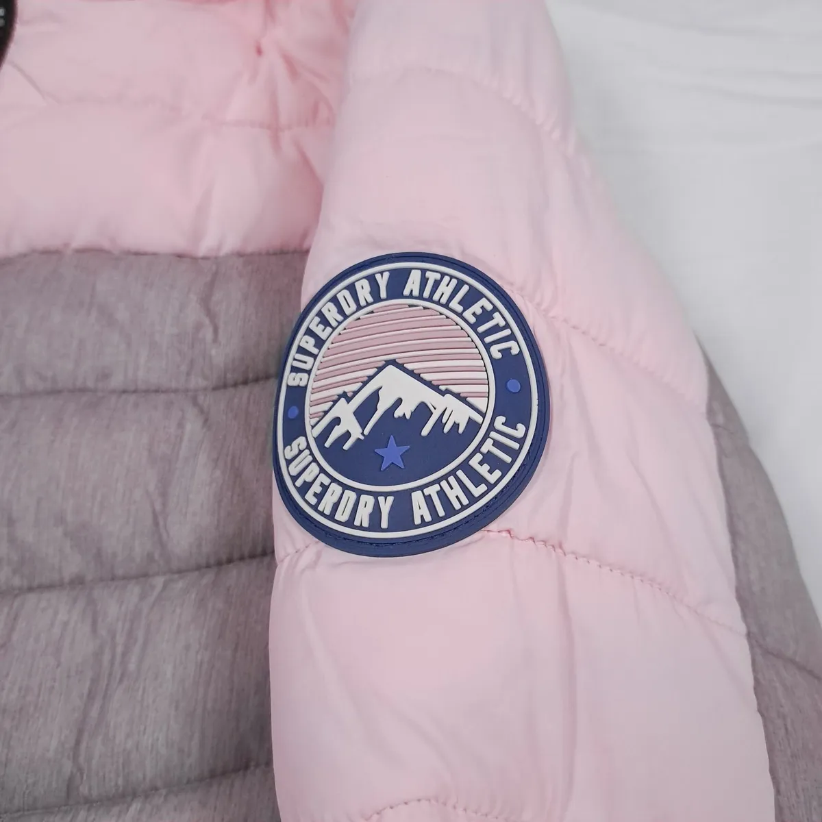 Superdry Pink Grey Fuji Quilted Jacket 10UK/38EU - Image 2