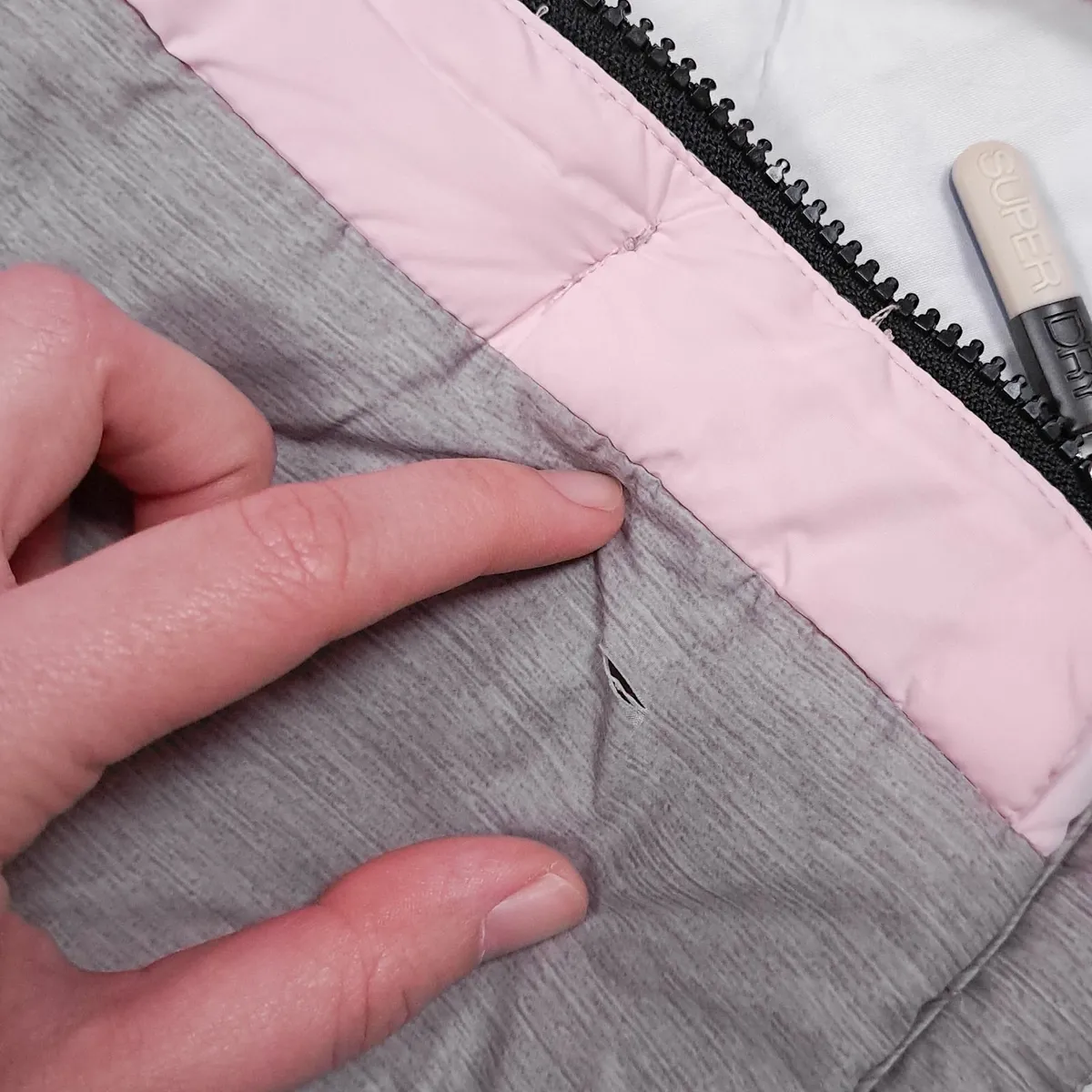 Superdry Pink Grey Fuji Quilted Jacket 10UK/38EU - Image 3