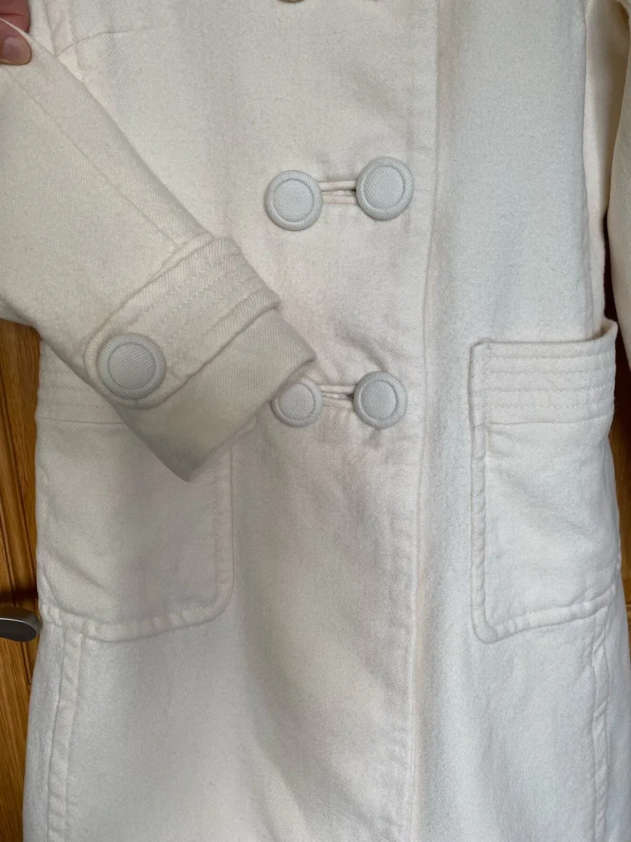 Zara Women Cream Viscose Mandarin Collar Coat - Image 3
