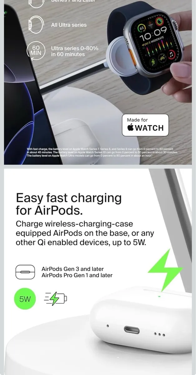 Belkin BoostCharge 3-in-1 Qi2 MagSafe Charger - Image 3