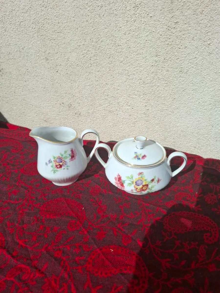 Floral china sugar milk jug