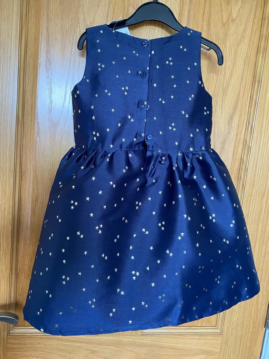 Girl’s Elegant Occasion Navy Blue & Gold Dress - Image 4