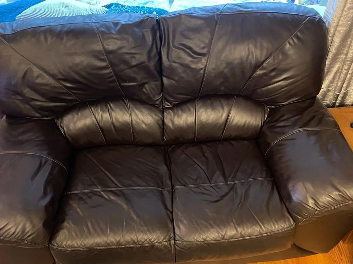 Brown Soft Leather Suite (3 Seater, 2 Seater, Footstool) - Image 3