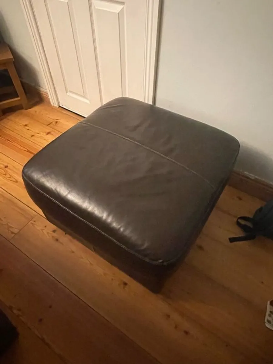 Brown Soft Leather Suite (3 Seater, 2 Seater, Footstool) - Image 4