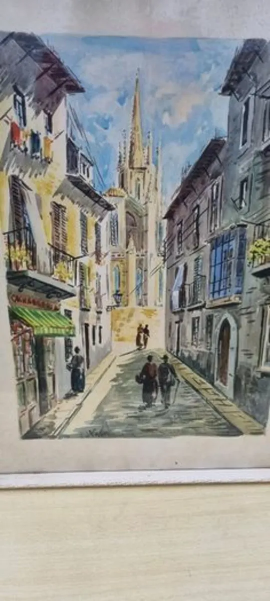 Vintage water color of a French street - Image 4