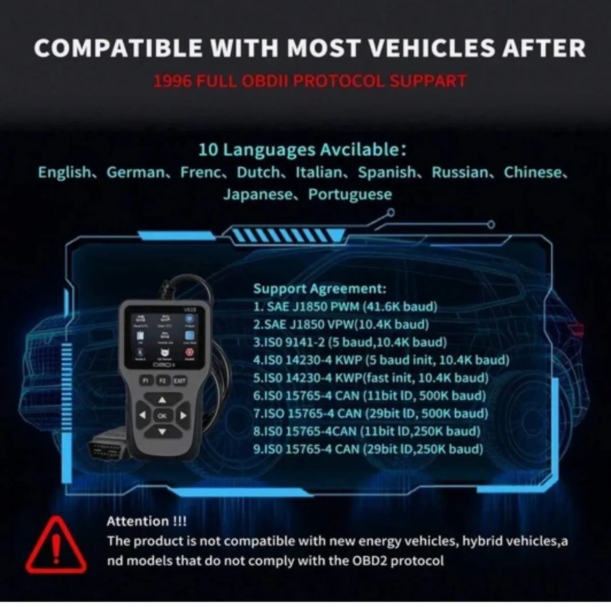 New Professional Car Diagnostic Scanner V619 OBD2 - Image 2