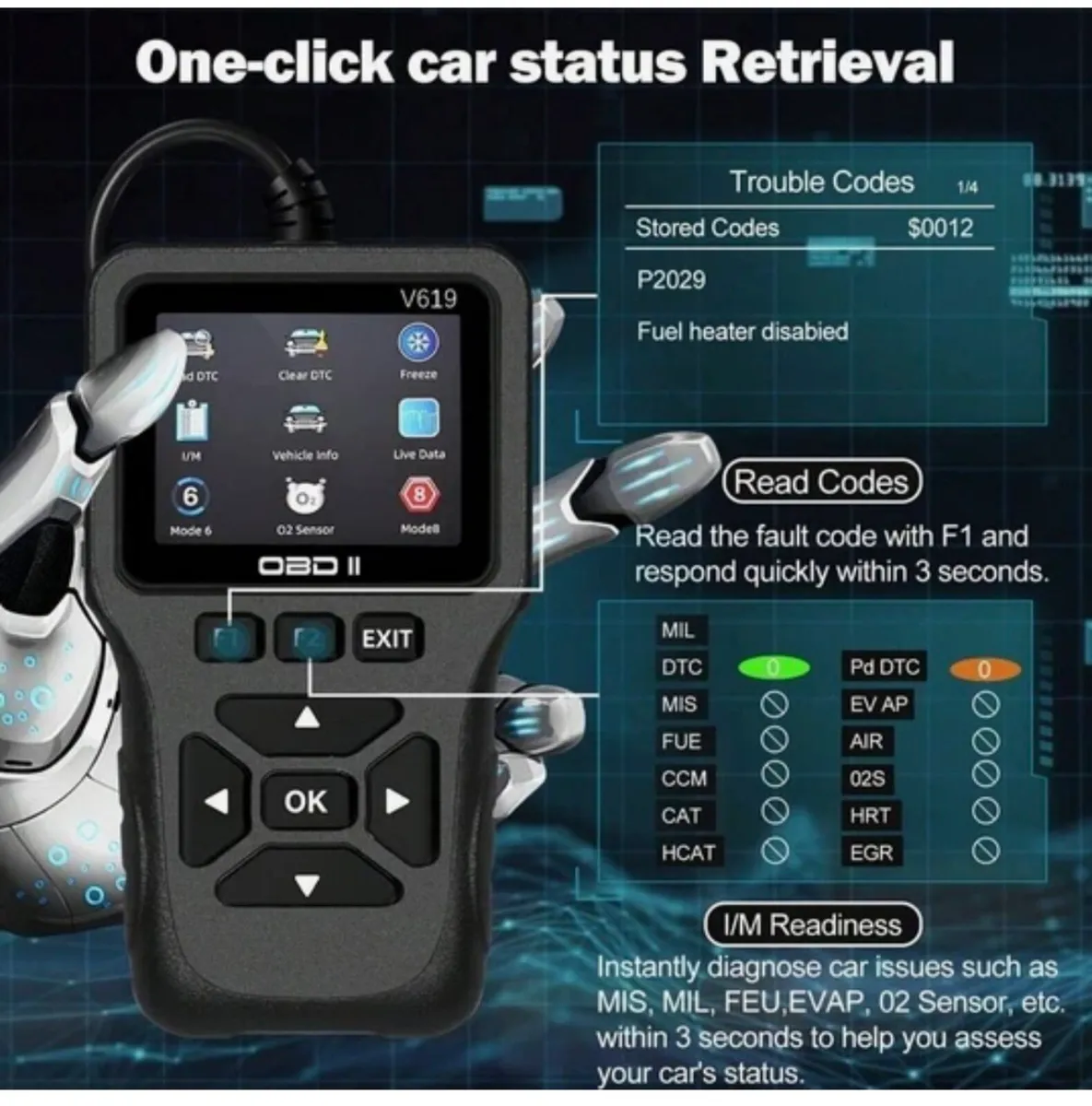New Professional Car Diagnostic Scanner V619 OBD2 - Image 4