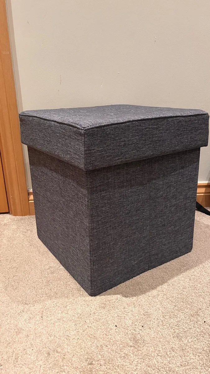 Gray Ottoman Bench with Storage - Image 1