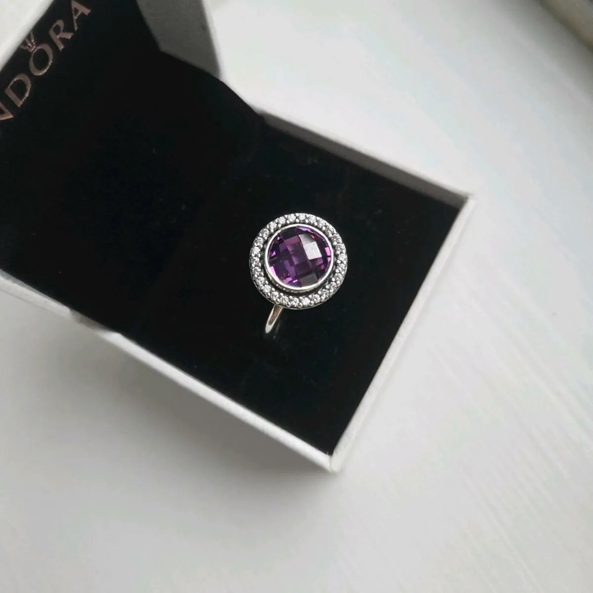 Pandora ring round sparkly purple size 52 - Image 2