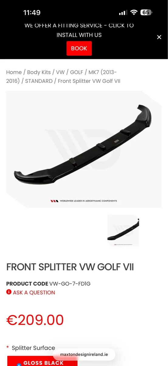 Vw golf mk 7 front lip and side skirts - Image 2