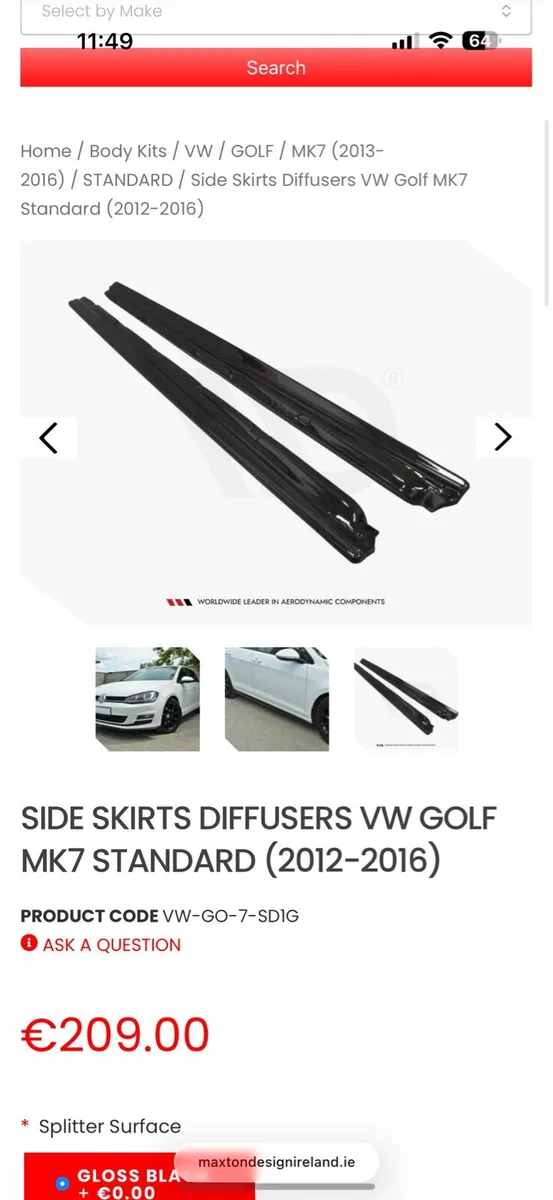 Vw golf mk 7 front lip and side skirts - Image 3