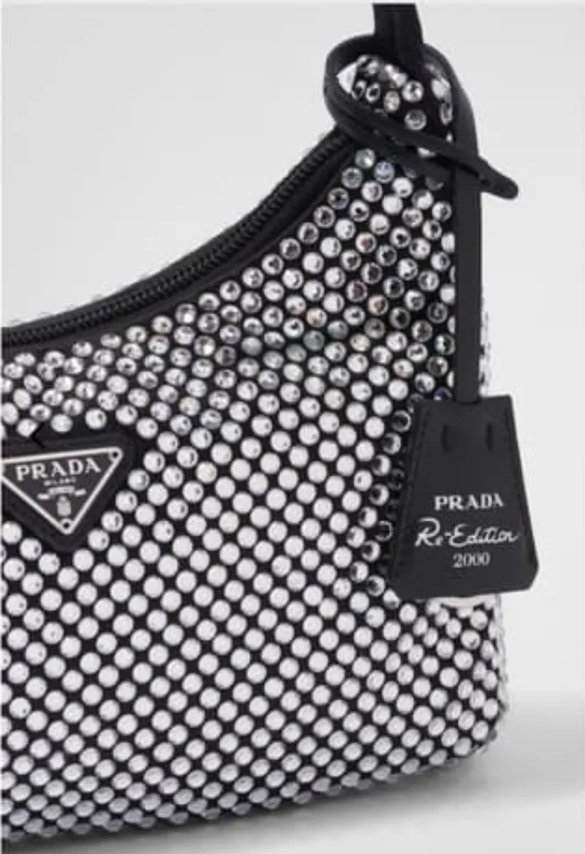 Prada Re-issue 2000 Crystal Embellished Hobo Bag - Image 3