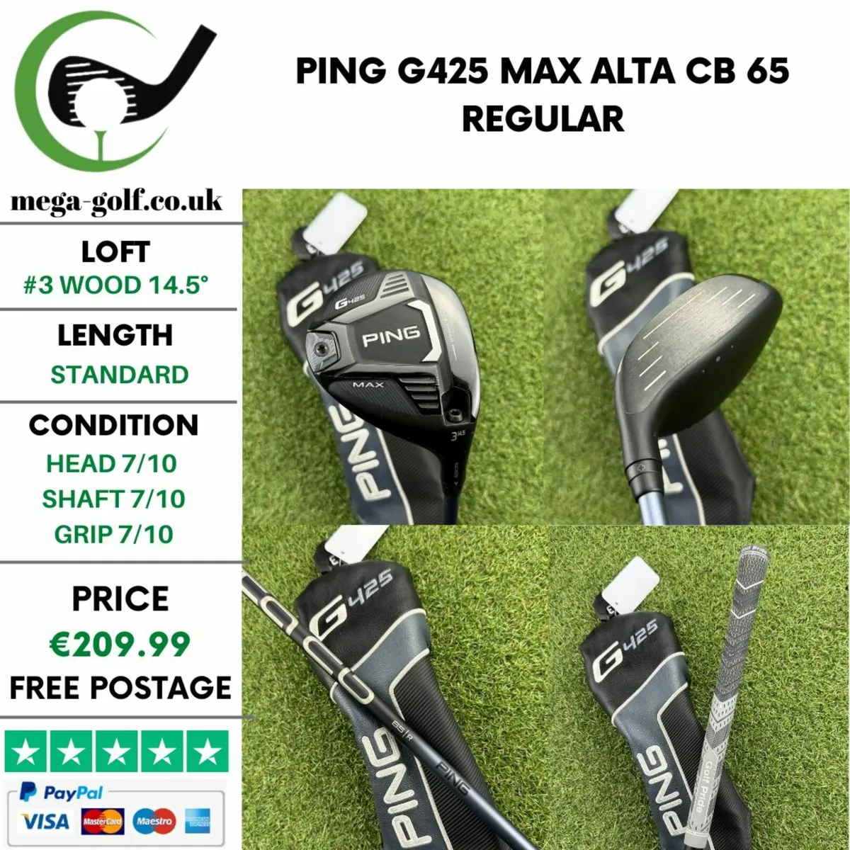 Ping G425 Max #3 Wood 14.5° / Alta CB 65 Regular - Image 1