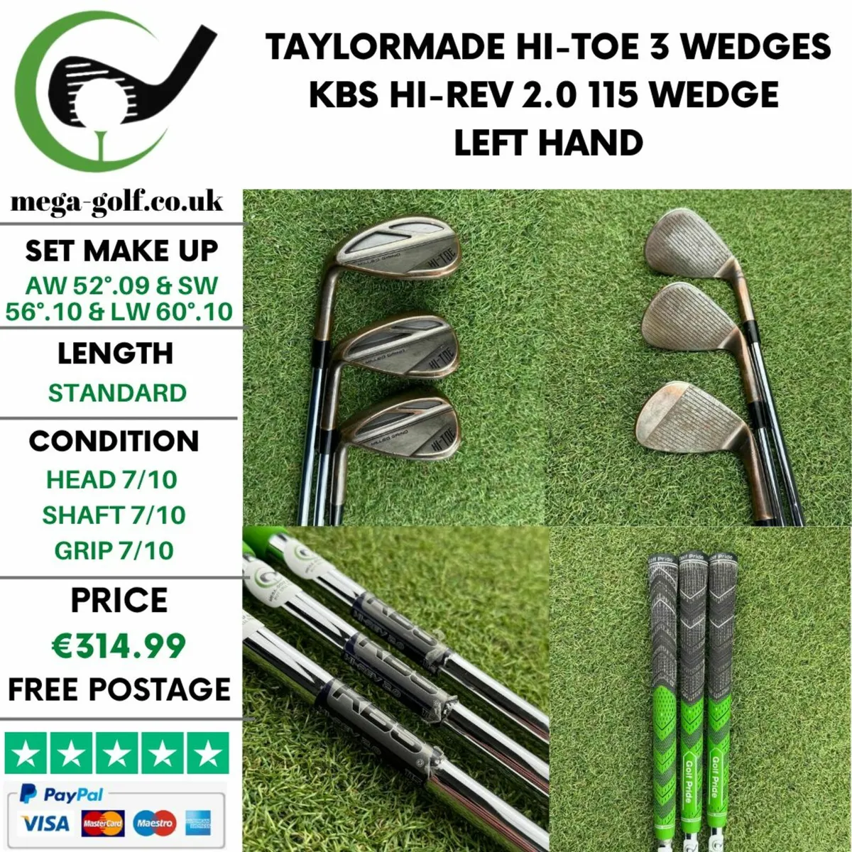 Taylormade Hi-Toe 3 Wedges Aw 52° & Sw 56° &Lw 60° - Image 1