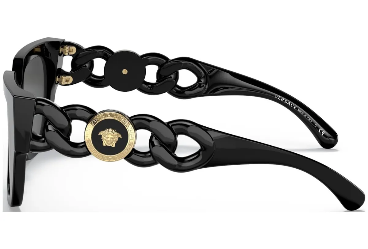 Versace Medusa Logo and Chain Black Sunglasses - Image 2