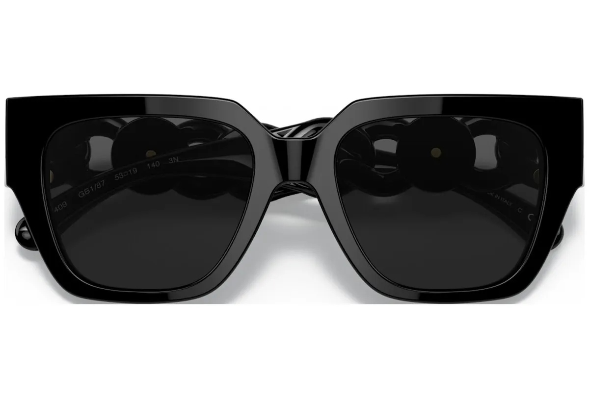 Versace Medusa Logo and Chain Black Sunglasses - Image 3
