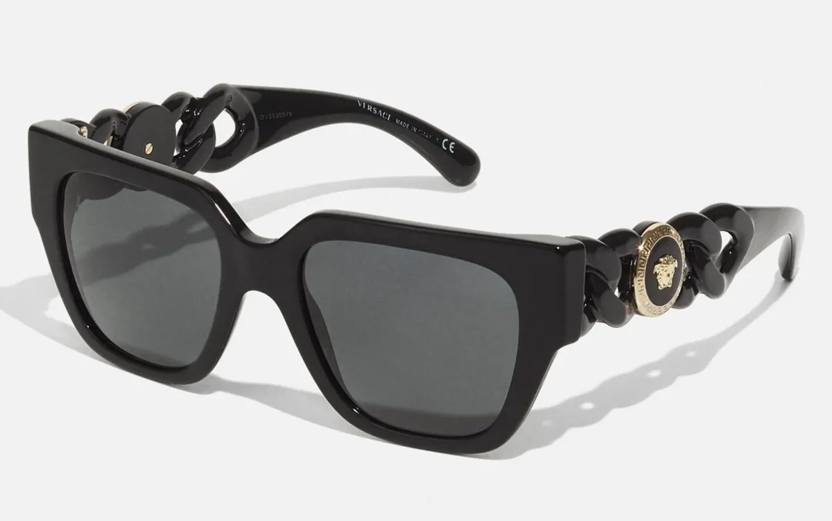 Versace Medusa Logo and Chain Black Sunglasses - Image 1