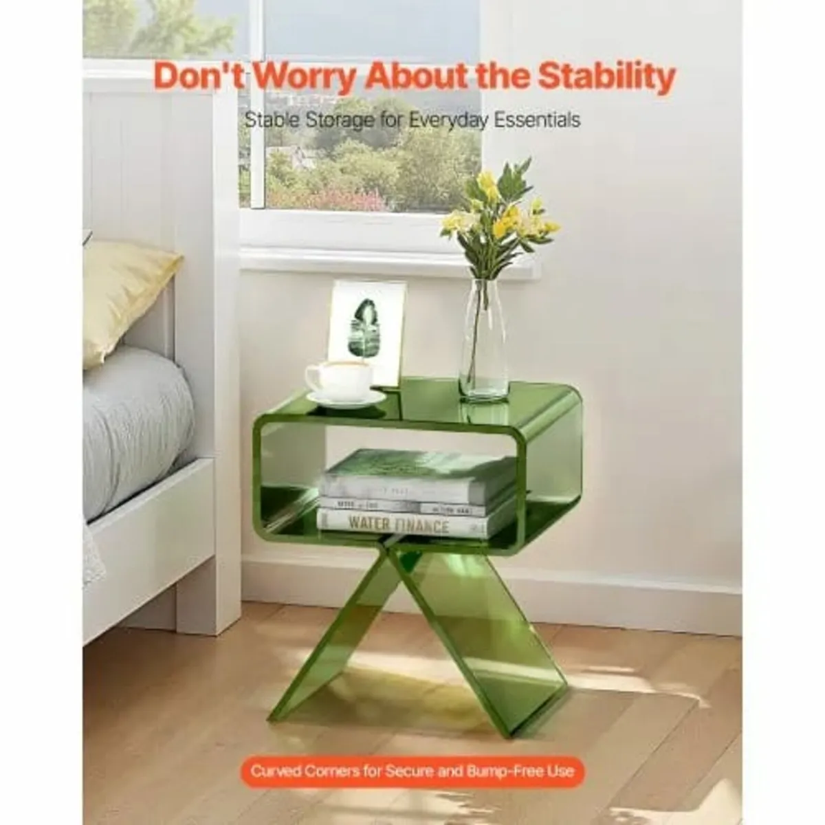 Acrylic Nightstand Side Table, Modern Clear Bedsid - Image 3