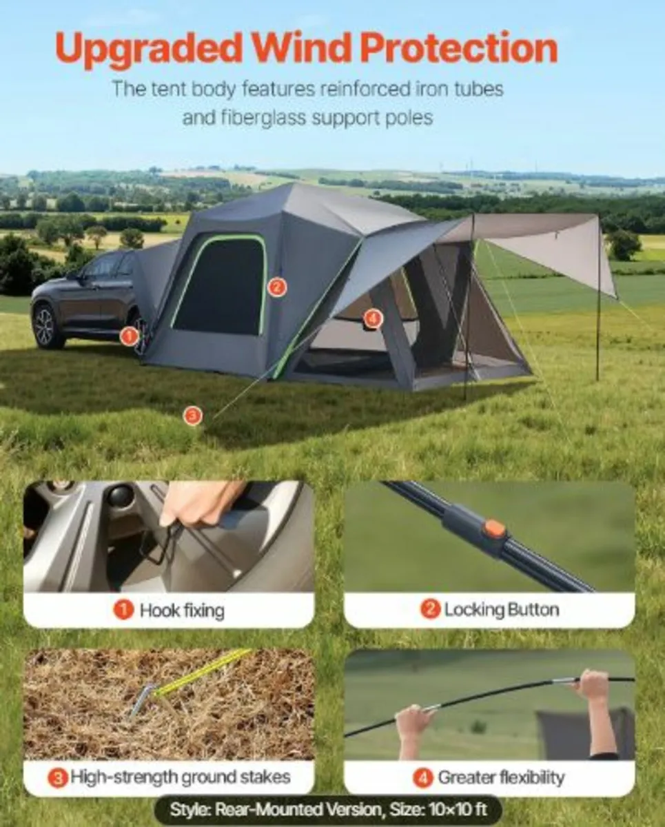 SUV Tent for Camping, 10FT L x 10FT W, Waterproof - Image 2