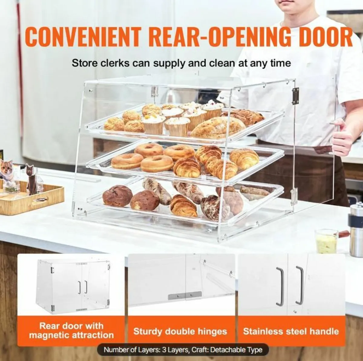 3-Tier Commercial Countertop Bakery Display Case - Image 4