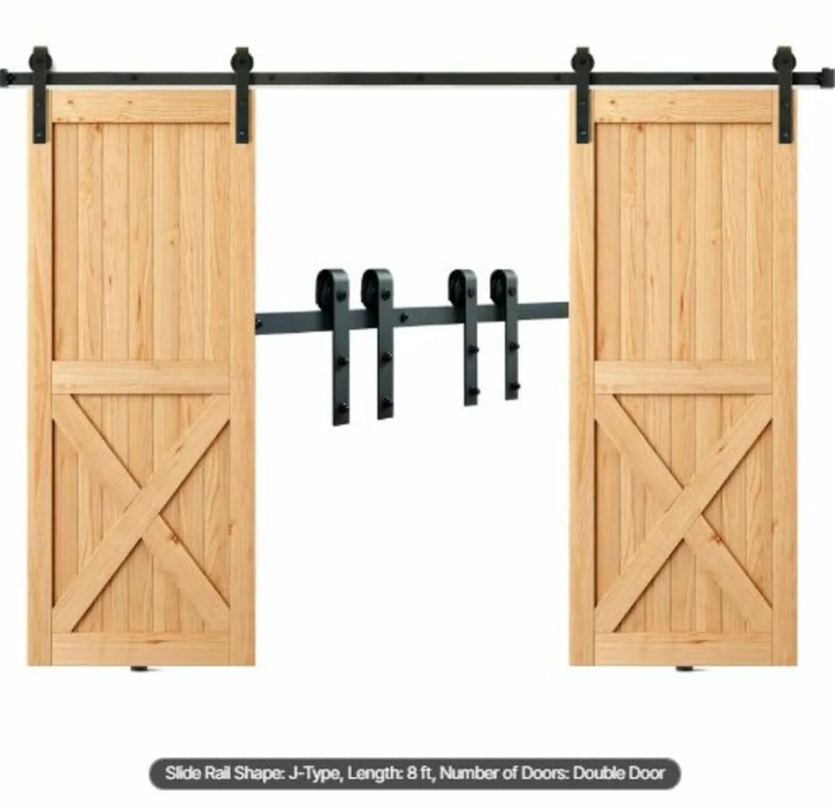 243.8 cm Sliding Barn Door Hardware Kit, 149.7 kg - Image 1