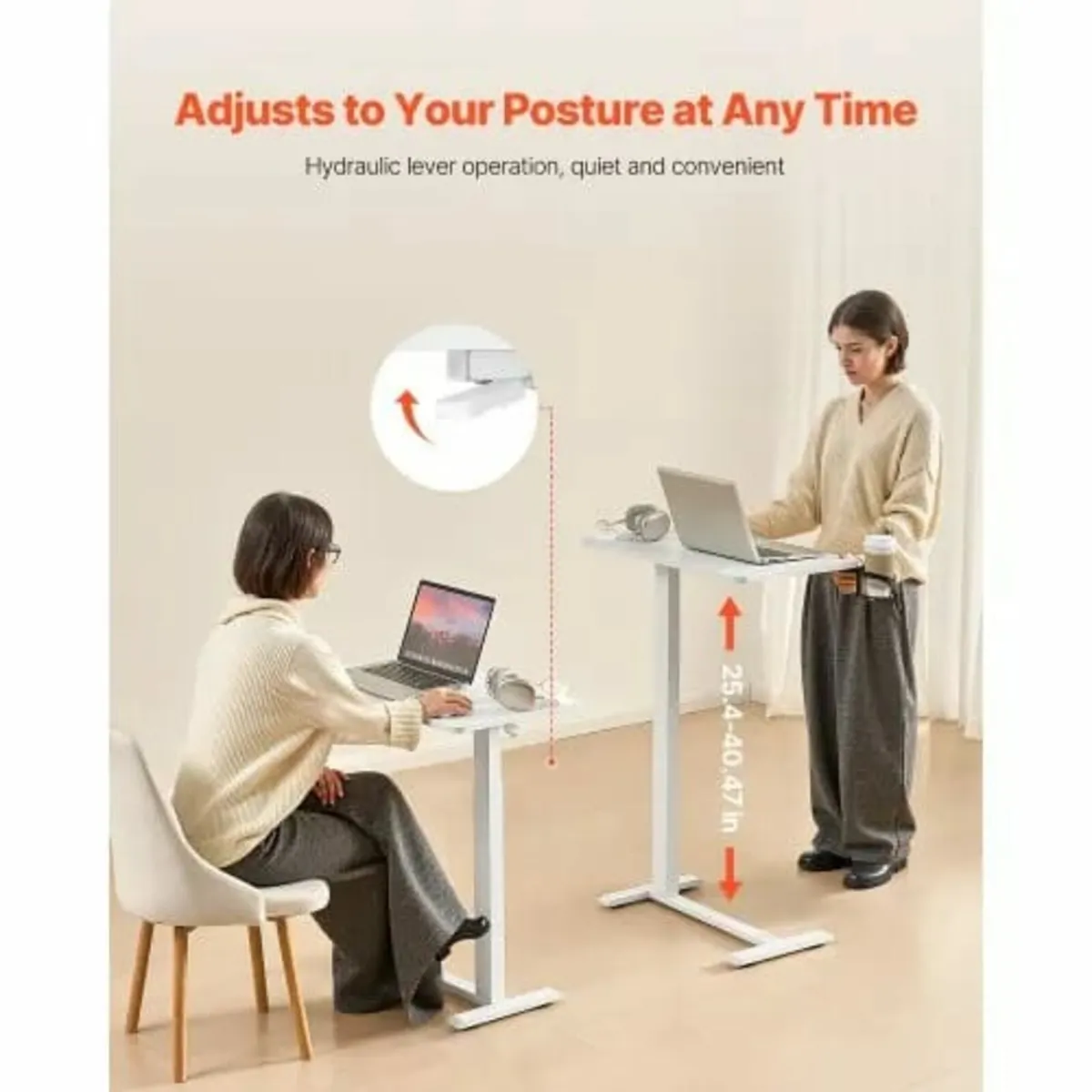 Overbed Table, Mobile Bed Side Table with 4 Hidden - Image 2