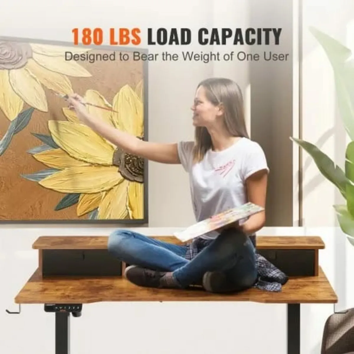 Height Adjustable Desk, 47.2" x 23.6" Electric Dua - Image 4