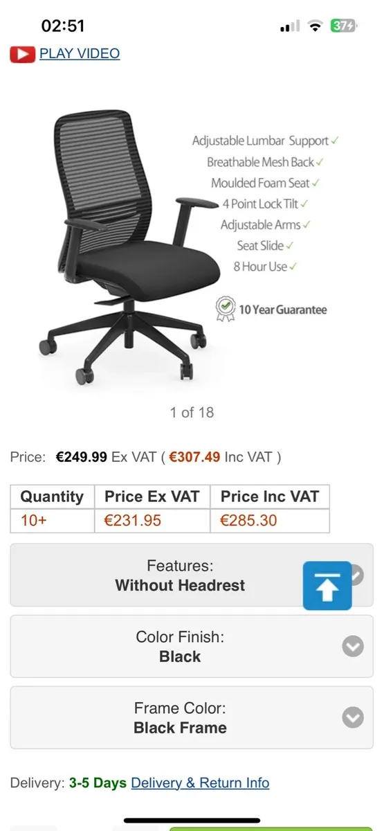 NV Ergonomic Posture Office Chair - Image 2