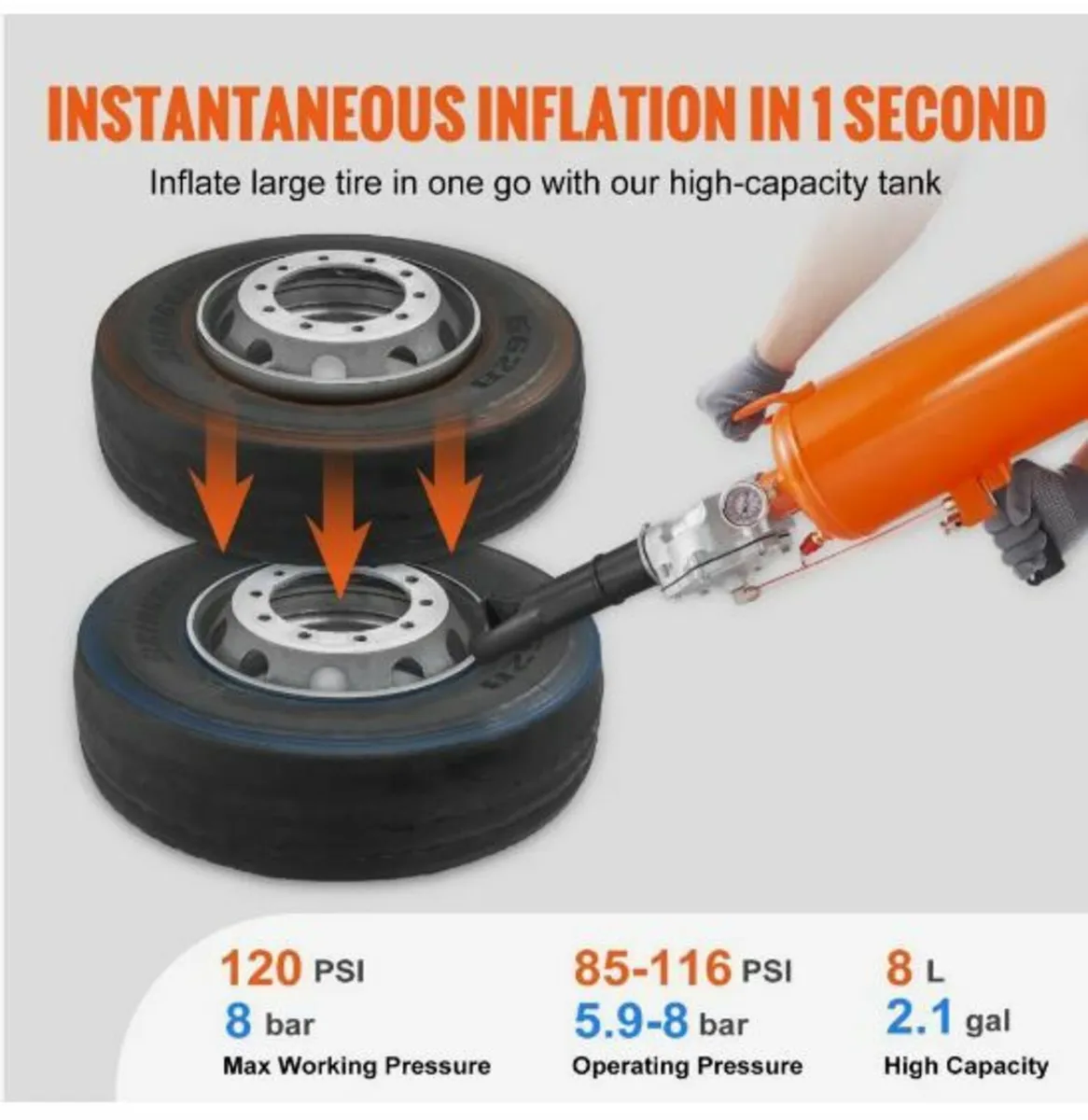 Tire Seater, 2.1 Gal/8 L Air Tire Blaster - Image 2