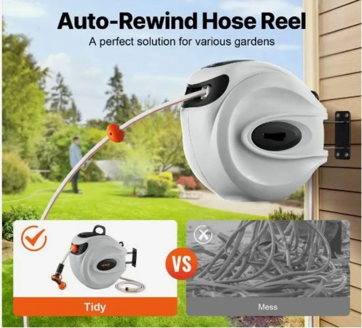 Retractable Garden Hose Reel, 1/2" x 131.23 ft - Image 2