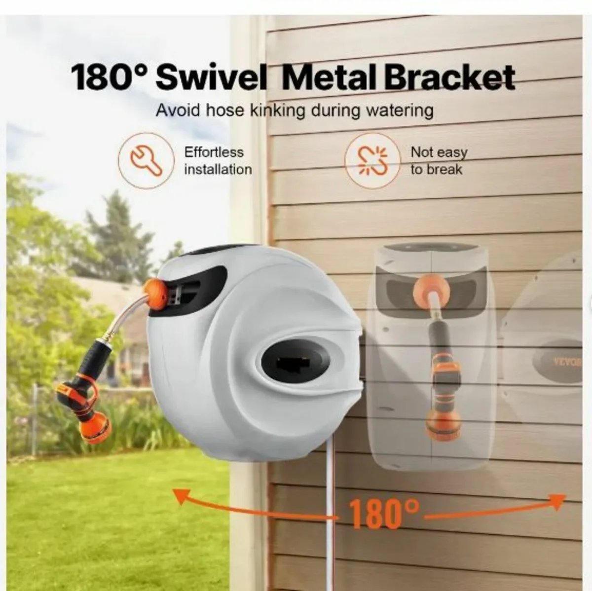 Retractable Garden Hose Reel, 1/2" x 131.23 ft - Image 3