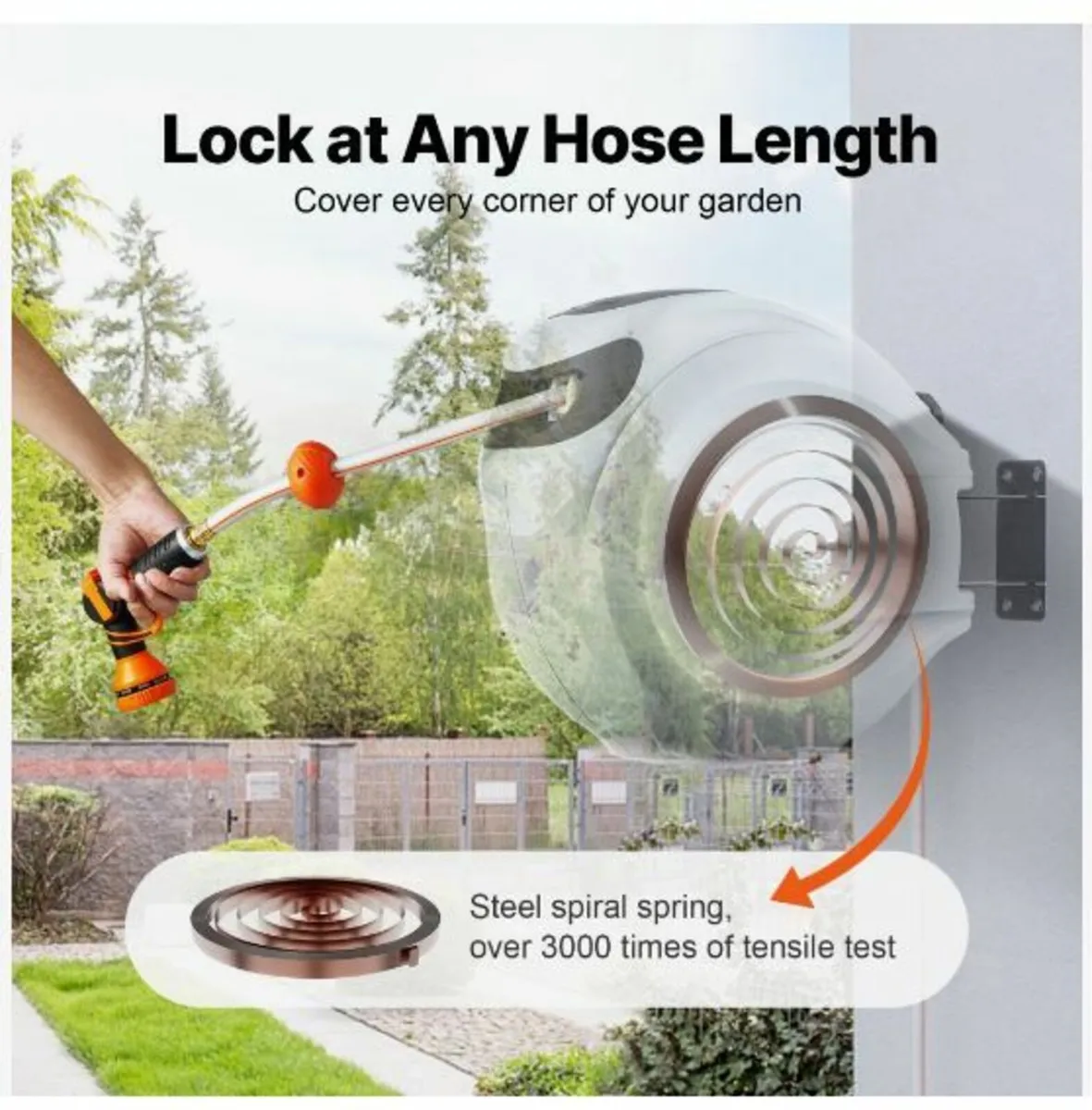 Retractable Garden Hose Reel, 1/2" x 131.23 ft - Image 4