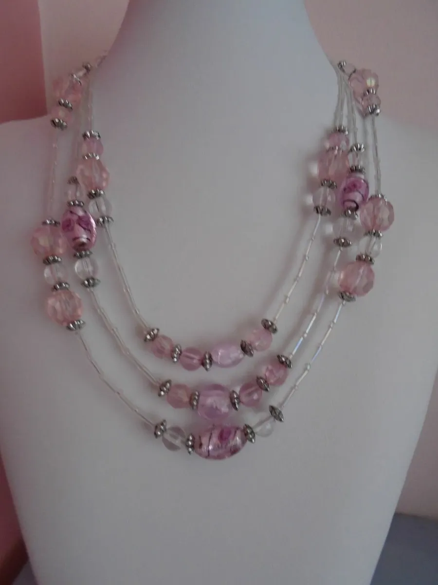 Necklace,jewellery, Pink necklace.Gift - Image 1