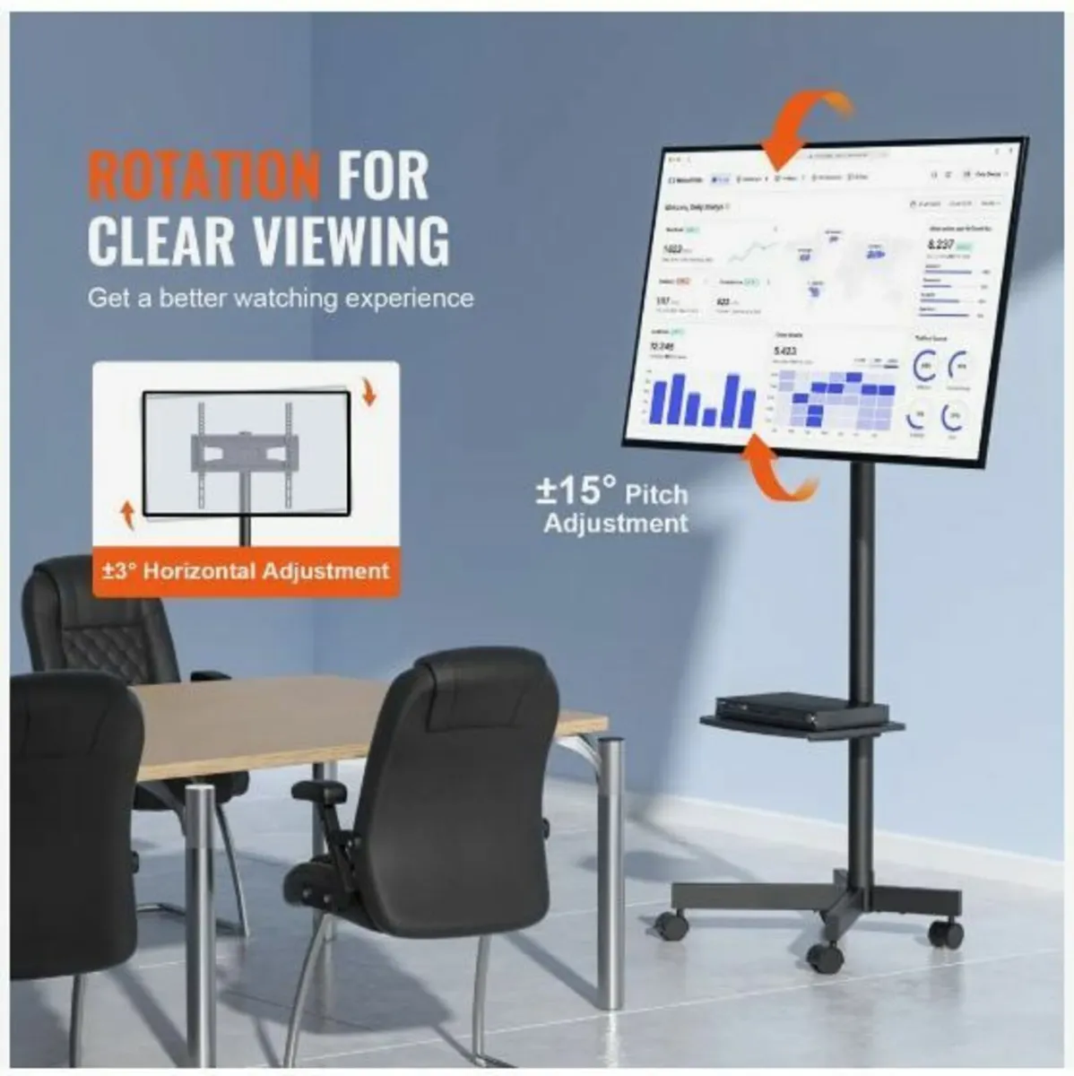 Mobile TV Stand, Mobile TV Cart for 23 to 60 inch - Image 1